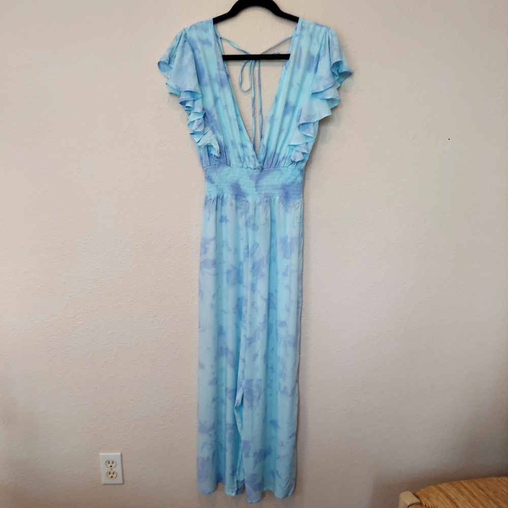 NWT Tiare Hawaii V Neck  Blue & Lavender Tie Dye Beach Cover up Size  6